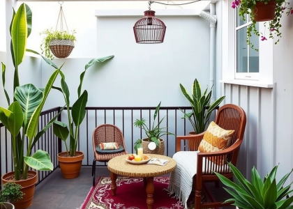 Boho chic backyard oasis balcony design featuring small balcony ideas and inspiration for tiny urban spaces, showcasing a dream balcony with stylish decor and greenery.