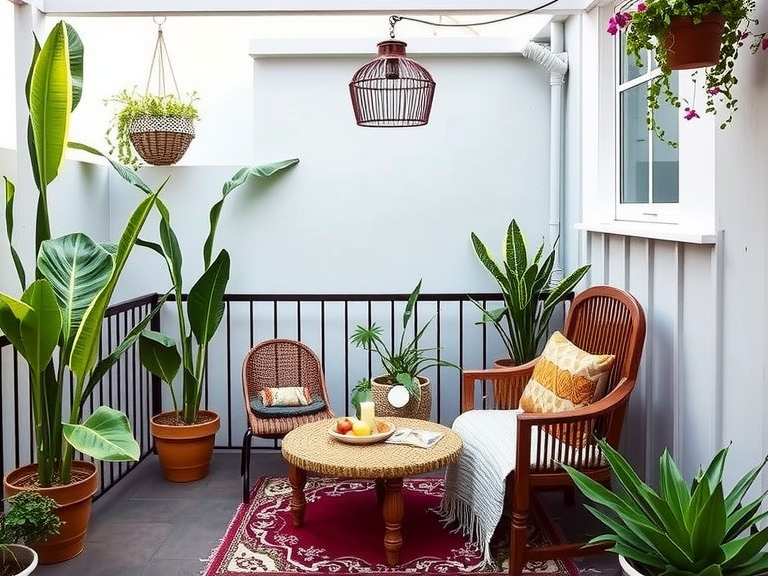 Boho chic backyard oasis balcony design featuring small balcony ideas and inspiration for tiny urban spaces, showcasing a dream balcony with stylish decor and greenery.